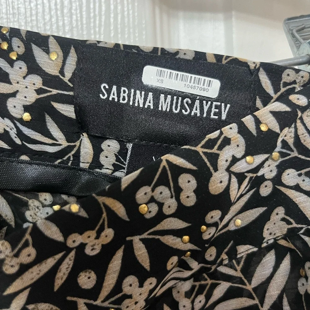 SABINA‎ MUSAYEV rima skirt in black/white floral print and gold studs XS
